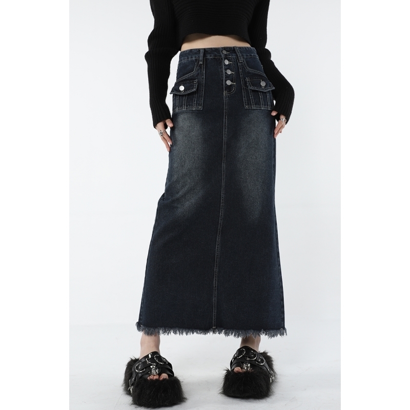 Skirts Women Blue Denim Half Body Skirt Gradient High Waist Casual Korean Fashion Mid Length Bottoms Baggy Vintage Female Long Skirt 230313
Skirts Women Blue Denim Half Body Skirt Gradient High Waist Casual Korean Fashion Mid Length Bottoms Baggy Vintage Female Long Skirt 230313