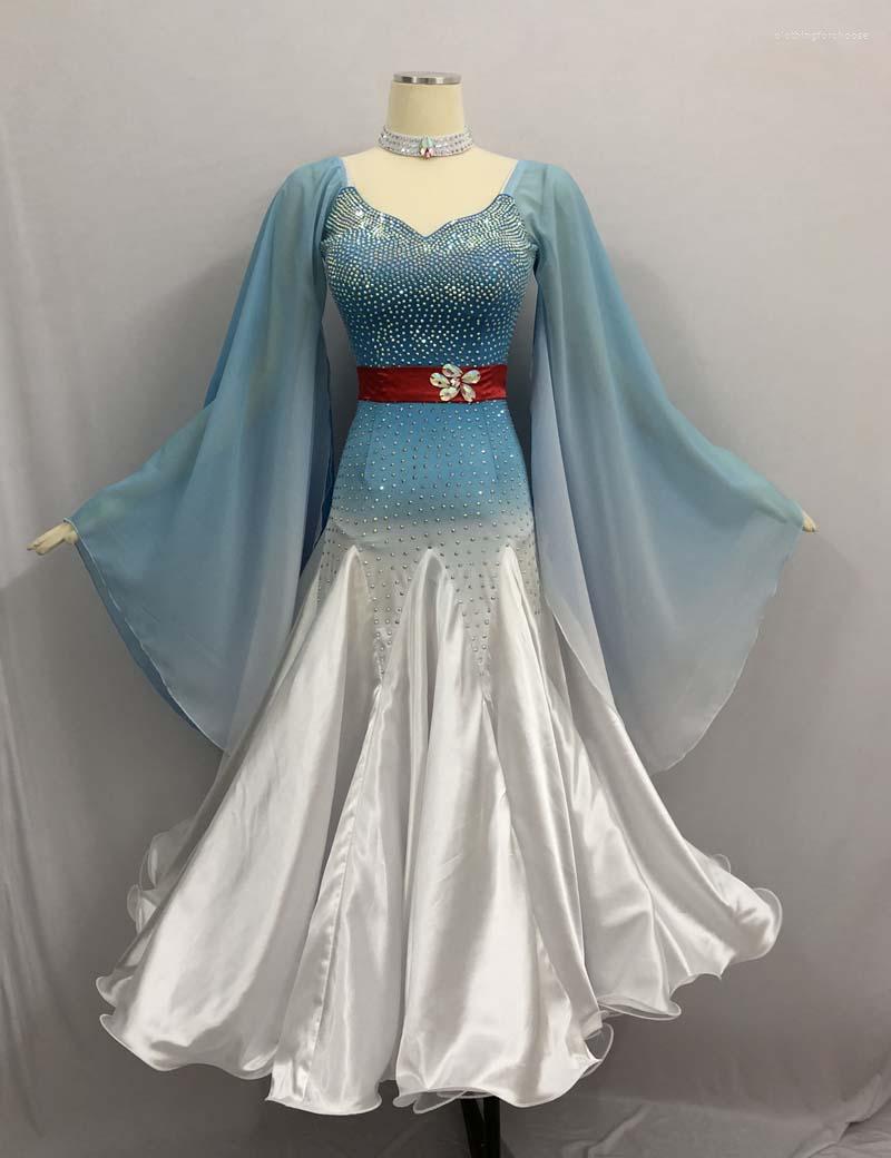 Stage Wear Ballroom Competition Dance Dresses Women Sky Blue Long Sleeve Waltz Dancing Costume Adult Standard Dress, Other color
Stage Wear Ballroom Competition Dance Dresses Women Sky Blue Long Sleeve Waltz Dancing Costume Adult Standard Dress, Other color