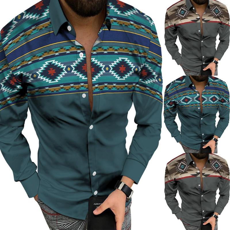 Men's T Shirts Mens 3D Digital Printing Pocket Buckle Lapel Long Sleeve Shirt Overshirt Chemise, Blue
Men's T Shirts Mens 3D Digital Printing Pocket Buckle Lapel Long Sleeve Shirt Overshirt Chemise, Blue
