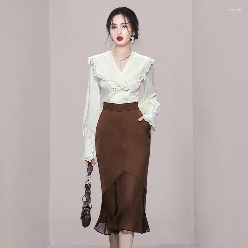 Work Dresses 2023 Fall Outfits Women Fashion Elegant Puff Sleeve White Shirt Top High Waist Slim Skirt Sets 2 Pieces, As shown
Work Dresses 2023 Fall Outfits Women Fashion Elegant Puff Sleeve White Shirt Top High Waist Slim Skirt Sets 2 Pieces, As shown