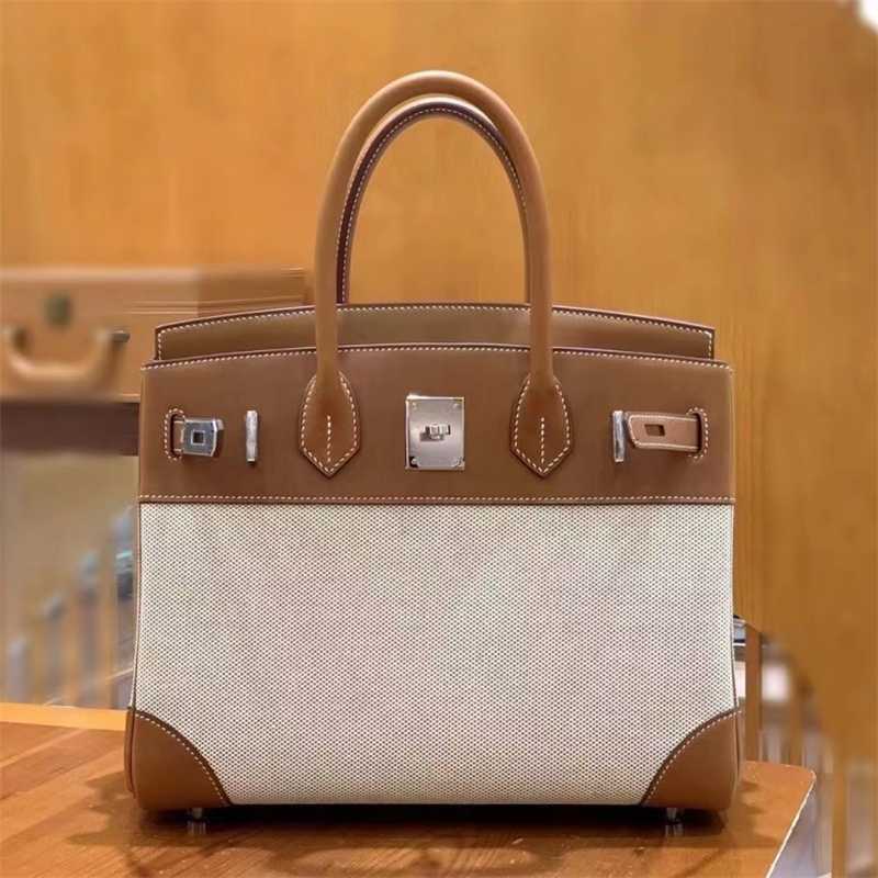 designer women handbag birkin Silver buckle bags Handmade wax thread sewing bag 30cm golden brown saddle leather canvas high-end portable women's bag
designer women handbag birkin Silver buckle bags Handmade wax thread sewing bag 30cm golden brown saddle leather canvas high-end portable women's bag