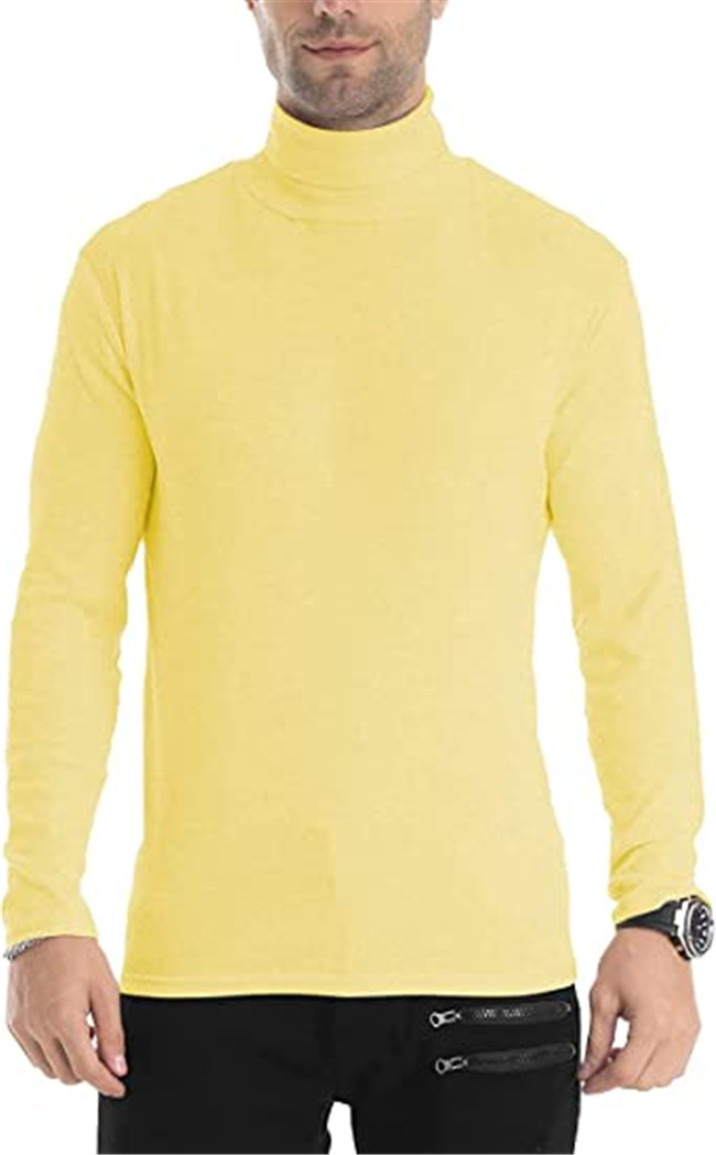 Mens T-Shirts Slim Fit Lightweight Tee Long Sleeve Pullover Top Turtleneck Polos
