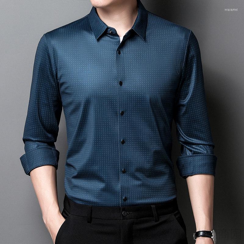 Men's Casual Shirts Dark Blue Silk Elegant Office Work For Mens Gentleman Business Clothing Large Sizes Comfortable Big Size Blouse
Men's Casual Shirts Dark Blue Silk Elegant Office Work For Mens Gentleman Business Clothing Large Sizes Comfortable Big Size Blouse