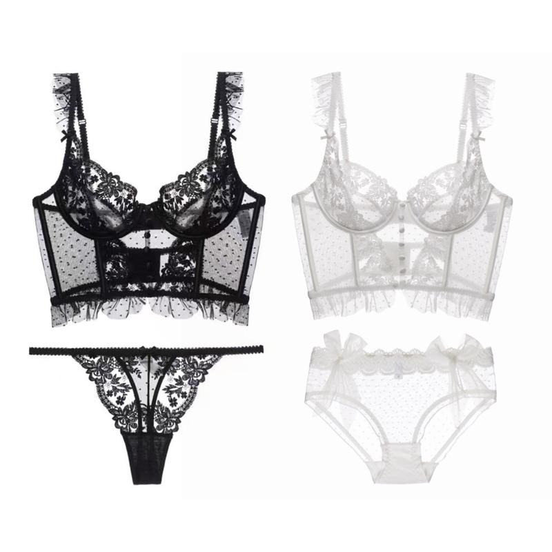 Bras Sets Women French Style 2 Piece Bra Panty Lingerie Set Embroidery Sheer Floral Lace Ruffle Mesh Underwire Cami Top And G-string Thong
Bras Sets Women French Style 2 Piece Bra Panty Lingerie Set Embroidery Sheer Floral Lace Ruffle Mesh Underwire Cami Top And G-string Thong