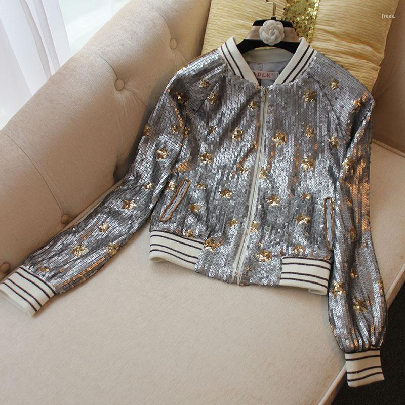 Women' Jackets European Spring Heavy Industry Sequins Back Beaded Long-sleeved Short Baseball Uniform Coats Women Fashion Streetwear 2023, Gray
Women' Jackets European Spring Heavy Industry Sequins Back Beaded Long-sleeved Short Baseball Uniform Coats Women Fashion Streetwear 2023, Gray