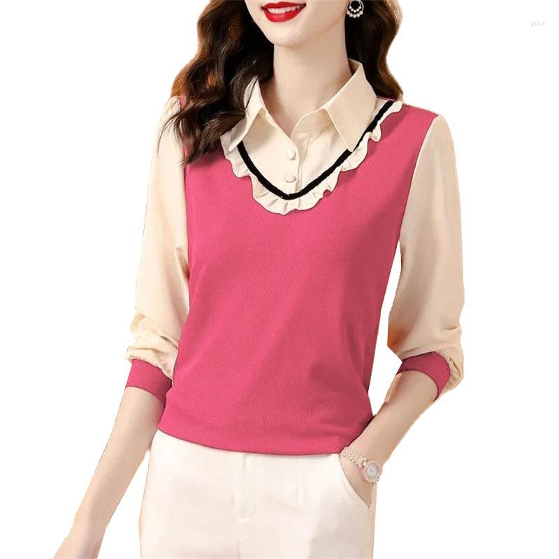 Women's Blouses Fake Two-piece Bottoming Shirt Women Fashion Long Sleeve Simple Office Lady Blouse Casual Turn-down Collar Pullovers, Red
Women's Blouses Fake Two-piece Bottoming Shirt Women Fashion Long Sleeve Simple Office Lady Blouse Casual Turn-down Collar Pullovers, Red