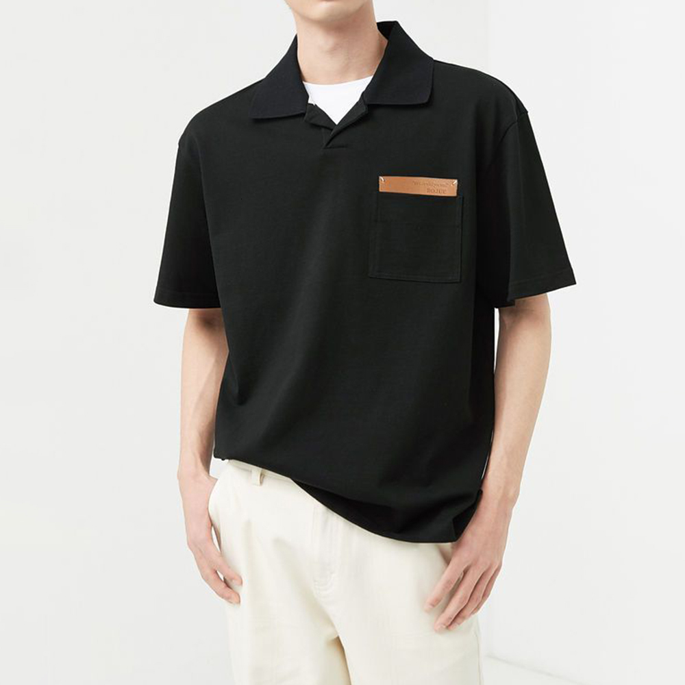 Men's T-Shirts Casual Contrast Color Short-sleeved POLO Shirt Boys Summer Comfortable Home Labeling Waffle Loose Lapel T-shirt Men's Clothin