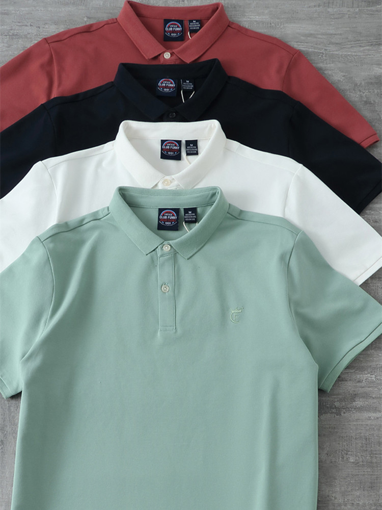 Men's T-Shirts Summer American Retro Solid POLO Shirt Men's Fashion Short-sleeved Lapel Embroidery T-shirt Pure Cotton Simple Business Tops 