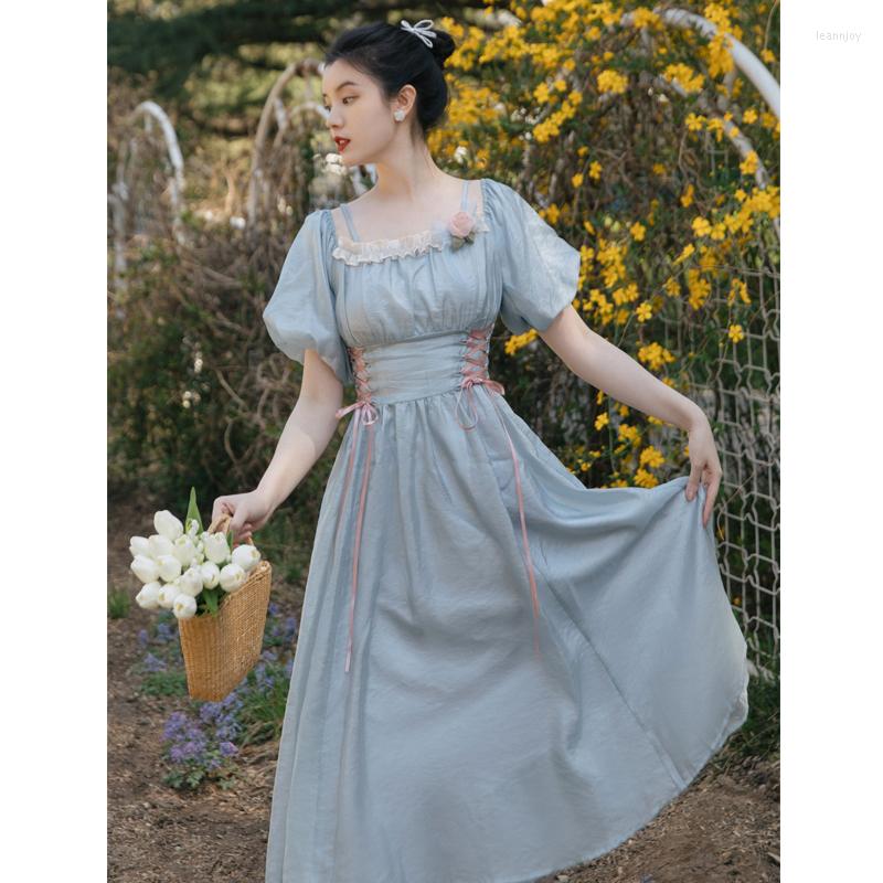 Party Dresses Summer Mori Girl Sweet Dress Vintage Chic Light Blue Bandage Puff Sleeve Romantic Woman Princess Robe Ete Femme, Photo color
Party Dresses Summer Mori Girl Sweet Dress Vintage Chic Light Blue Bandage Puff Sleeve Romantic Woman Princess Robe Ete Femme, Photo color