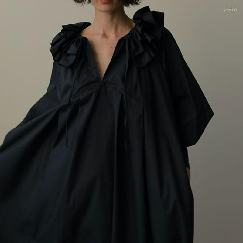 Casual Dresses Kuzuwata V Neck Pleated Bandage Robe Femme Japanese 2023 Vestidos De Mujer Elegant Solid Color Long Sleeve Loose, Black
Casual Dresses Kuzuwata V Neck Pleated Bandage Robe Femme Japanese 2023 Vestidos De Mujer Elegant Solid Color Long Sleeve Loose, Black