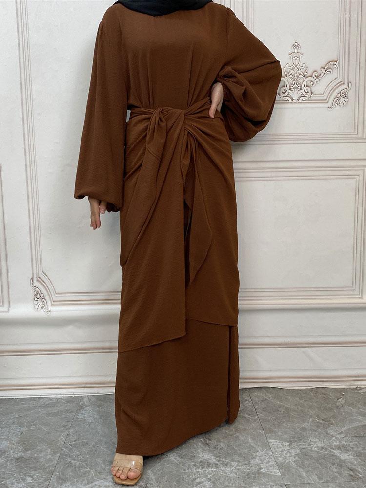 Ethnic Clothing Plain Abaya Long Dress 2 Pieces Set Balloon Sleeve Robe Wrap Skirt Women Crepe Muslim African Dresses Islam Dubai Modest
Ethnic Clothing Plain Abaya Long Dress 2 Pieces Set Balloon Sleeve Robe Wrap Skirt Women Crepe Muslim African Dresses Islam Dubai Modest