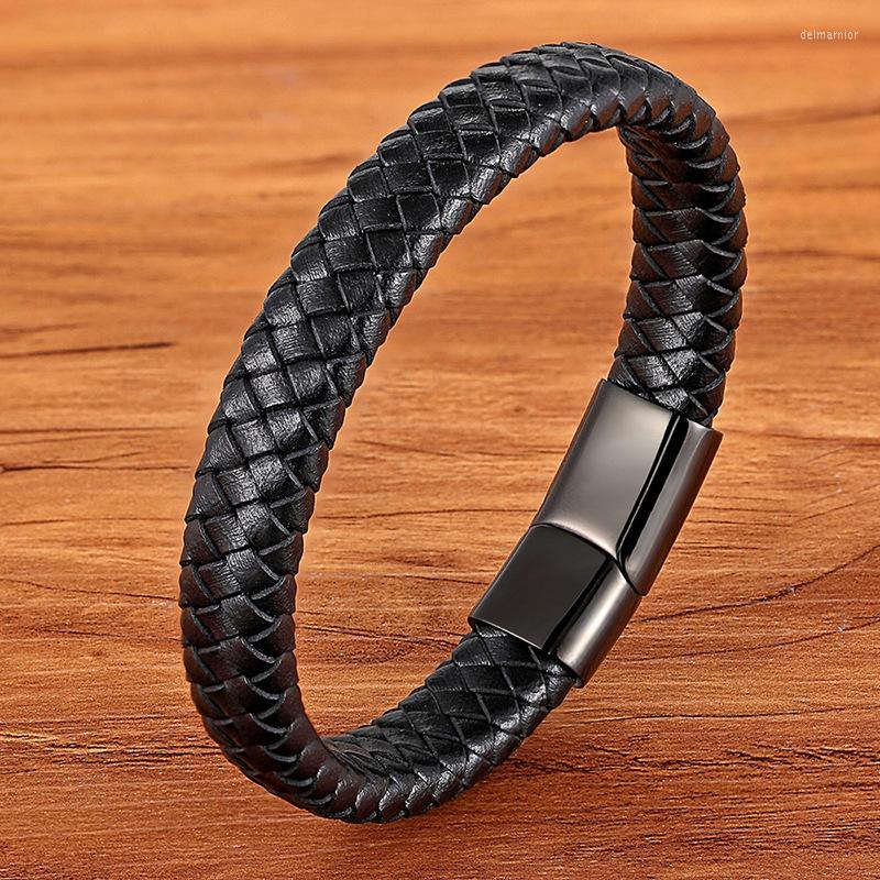 Charm Bracelets Charming Men's Jewelry Classic Black Woven Leather Bracelet Stainless Steel Magnetic Buckle Punk Fashion
Charm Bracelets Charming Men's Jewelry Classic Black Woven Leather Bracelet Stainless Steel Magnetic Buckle Punk Fashion