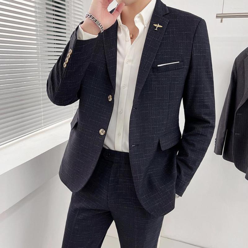 Men's Suits 1 Set Men Blazer Pants Plaid Turndown Collar Long Sleeve Slim Fit Two Buttons Business Groom Suit Clothes, Blue
Men's Suits 1 Set Men Blazer Pants Plaid Turndown Collar Long Sleeve Slim Fit Two Buttons Business Groom Suit Clothes, Blue