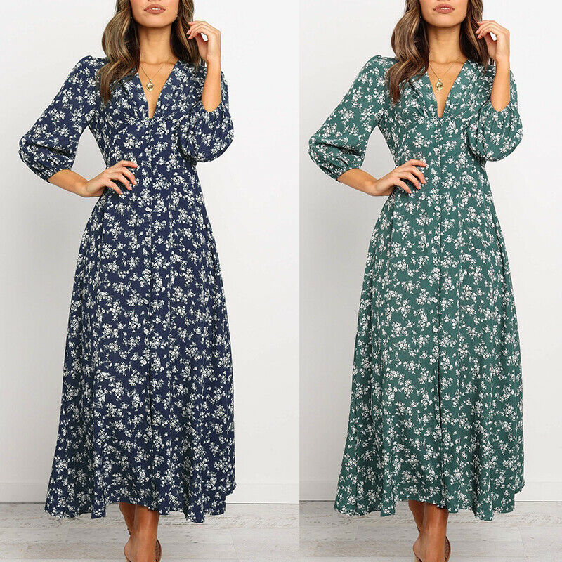 Casual Dresses Women Floral V Neck Maxi Dress Spring Fall Ladies Long Puff Sleeve Flared Dress Fashion Female Buttons Swing Dress A-Line 230313, Navy blue
Casual Dresses Women Floral V Neck Maxi Dress Spring Fall Ladies Long Puff Sleeve Flared Dress Fashion Female Buttons Swing Dress A-Line 230313, Navy blue