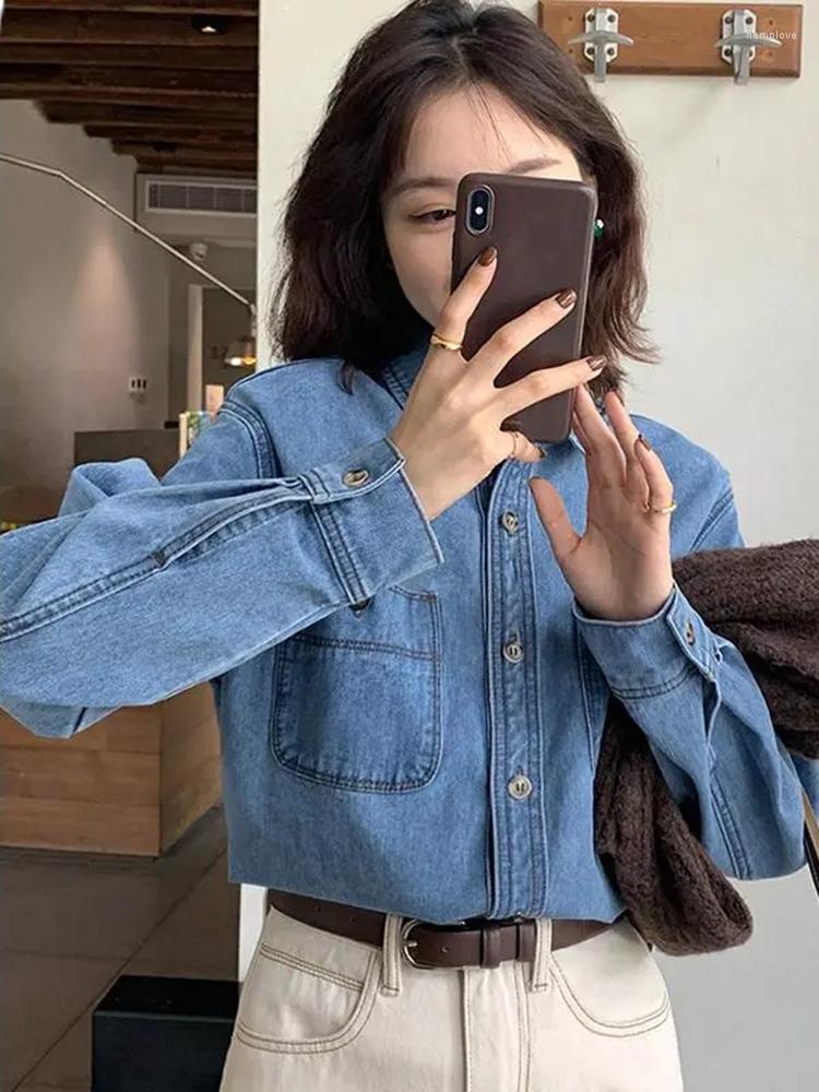 Women's Blouses All-match Single-breasted Shirt Women's Clothing Classic Loose Long Sleeve Denim Blouse Women Pocket Blue Streetwear, Light blue
Women's Blouses All-match Single-breasted Shirt Women's Clothing Classic Loose Long Sleeve Denim Blouse Women Pocket Blue Streetwear, Light blue