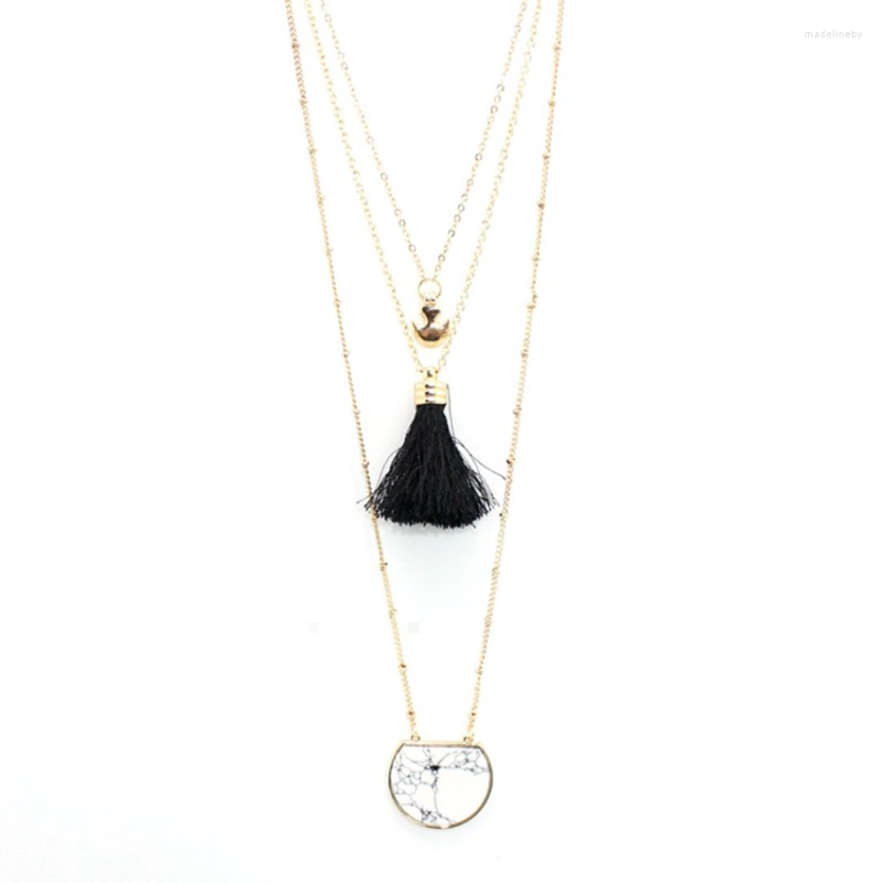 Pendant Necklaces Light Yellow Gold Color Geometric White Howlite Stone Link Chain Necklace With Tassels Jewelry
Pendant Necklaces Light Yellow Gold Color Geometric White Howlite Stone Link Chain Necklace With Tassels Jewelry