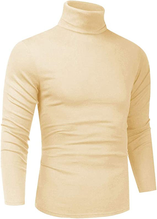 Mens T-Shirts Slim Fit Lightweight Tee Long Sleeve Pullover Top Turtleneck Polos