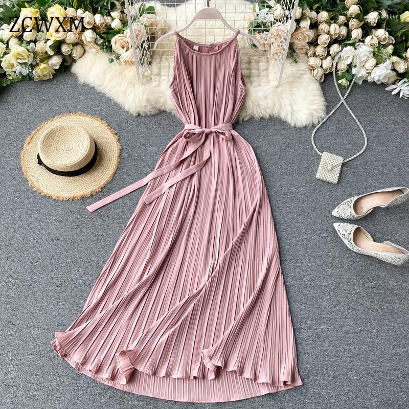 Casual Dresses Summer Women Chiffon Dress Sashes Pleated Sleeveless Female A-line Vestido Sexy Neck-mounted Long Clothes For, Beige
Casual Dresses Summer Women Chiffon Dress Sashes Pleated Sleeveless Female A-line Vestido Sexy Neck-mounted Long Clothes For, Beige