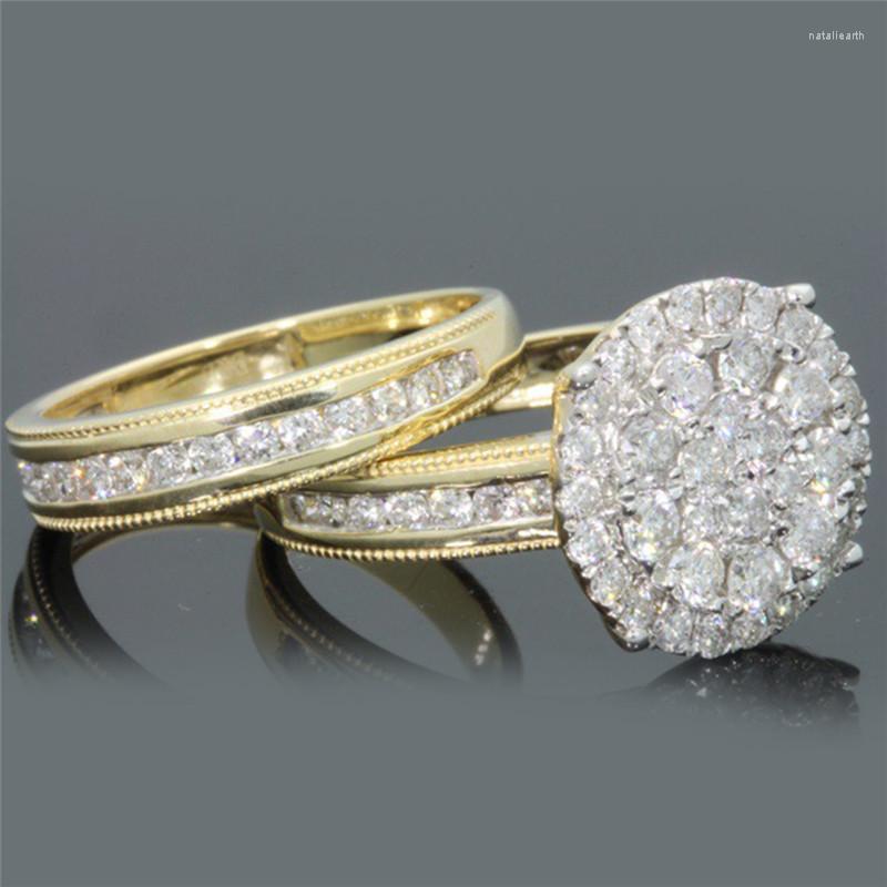 With Side Stones Canner Gold Color Round Crystal Wedding Ring Set Sparkling Cubic Zircon Stone Rings Women Engagement Party Jewelry Anillos
With Side Stones Canner Gold Color Round Crystal Wedding Ring Set Sparkling Cubic Zircon Stone Rings Women Engagement Party Jewelry Anillos