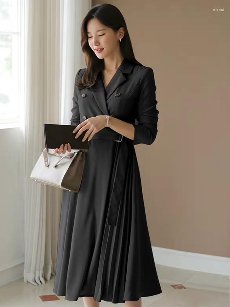 Casual Dresses Spring Autumn Elegant Women Dress Chic Temperament Formal Notched Neck Slim Pleated Midi Party Street Robe Femme Mujer, Black
Casual Dresses Spring Autumn Elegant Women Dress Chic Temperament Formal Notched Neck Slim Pleated Midi Party Street Robe Femme Mujer, Black