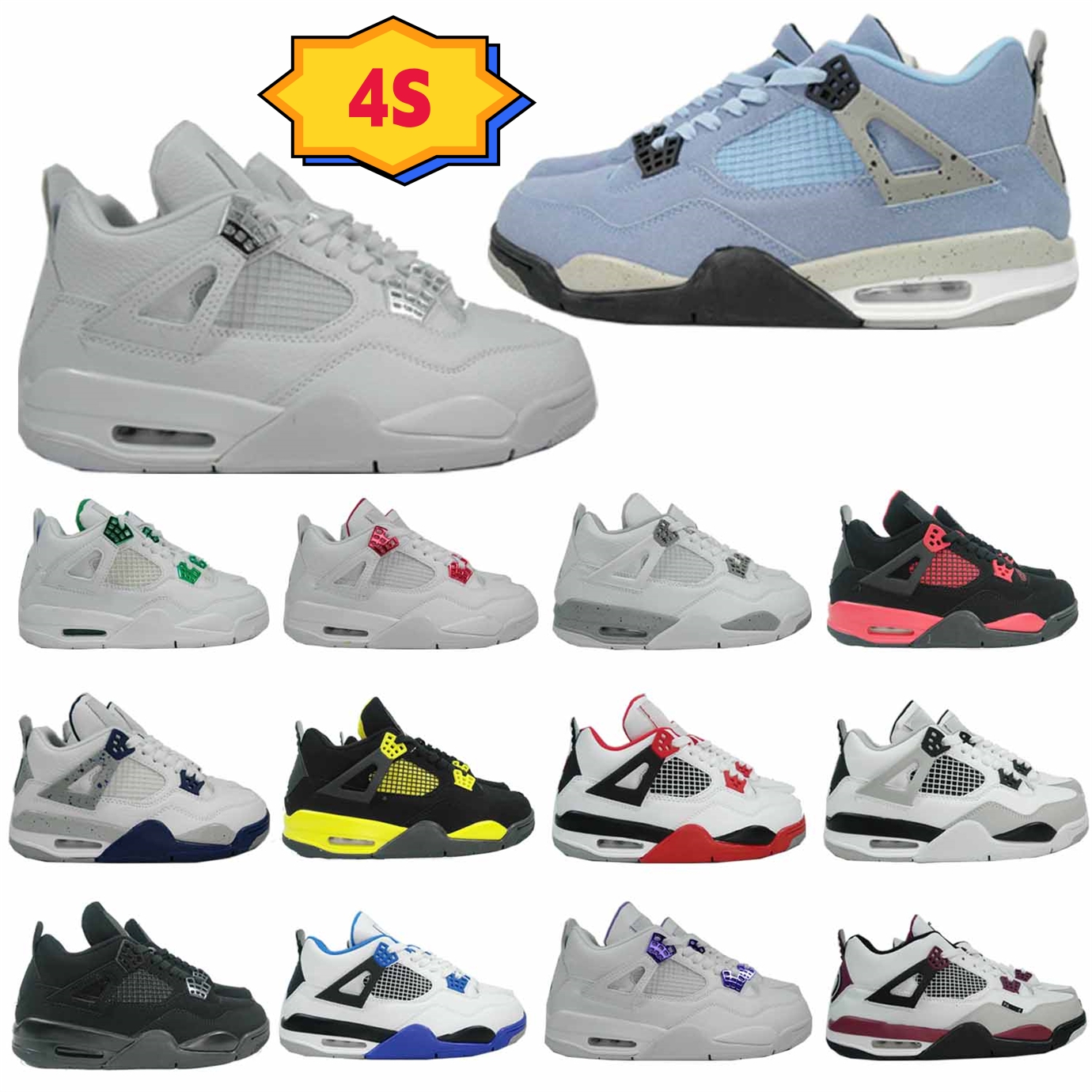 Jumpman 4 4s High Quality Basketball Shoes Men Women Trainers Military Sneakers Black Canvas Red Thunder Canyon Purple University Blue White Outdoor Sports, #j402
Jumpman 4 4s High Quality Basketball Shoes Men Women Trainers Military Sneakers Black Canvas Red Thunder Canyon Purple University Blue White Outdoor Sports, #j402