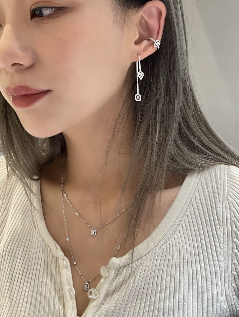 Unique Stud Earring AAAAA Zircon 925 sterling Charm silver Jewelry Engagement Wedding Earrings Cuff for Women Promise Birthday Gift