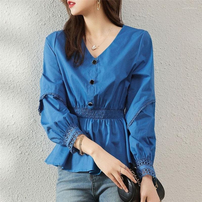 Women's Blouses Elegant Chic Lace Patchwork Tunic Slim Cotton Office Ladies Tops Spring Fall Korean Fashion V Neck Long Sleeve Blue Blouse
Women's Blouses Elegant Chic Lace Patchwork Tunic Slim Cotton Office Ladies Tops Spring Fall Korean Fashion V Neck Long Sleeve Blue Blouse