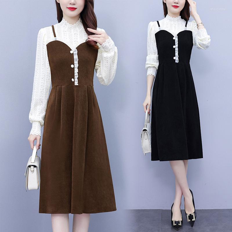 Casual Dresses Autumn Winter Women Dress Color Contrast Fake Two-piece Long Sleeve Splicing Ladies Vestidos 4XL, Black
Casual Dresses Autumn Winter Women Dress Color Contrast Fake Two-piece Long Sleeve Splicing Ladies Vestidos 4XL, Black