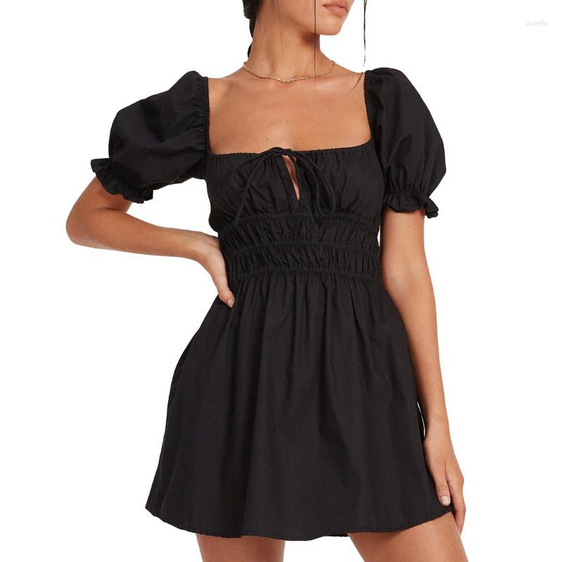Casual Dresses Women Summer Elegant Sexy Vintage Solid Color Short Sleeve Square Neck Elastic Waist Mini Dress Club Streetwear
Casual Dresses Women Summer Elegant Sexy Vintage Solid Color Short Sleeve Square Neck Elastic Waist Mini Dress Club Streetwear