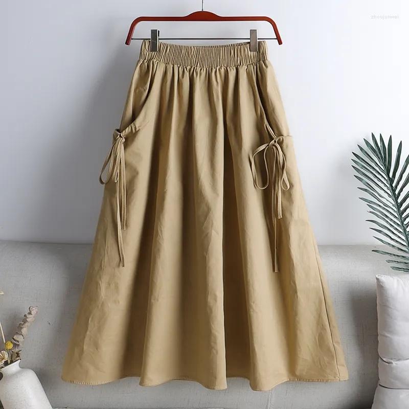 Skirts 2023 Summer Fashion All-match Solid Color Lace-up Drawstring Pocket Mid-length Women Casual Tooling A-line Skirt Fema, White
Skirts 2023 Summer Fashion All-match Solid Color Lace-up Drawstring Pocket Mid-length Women Casual Tooling A-line Skirt Fema, White