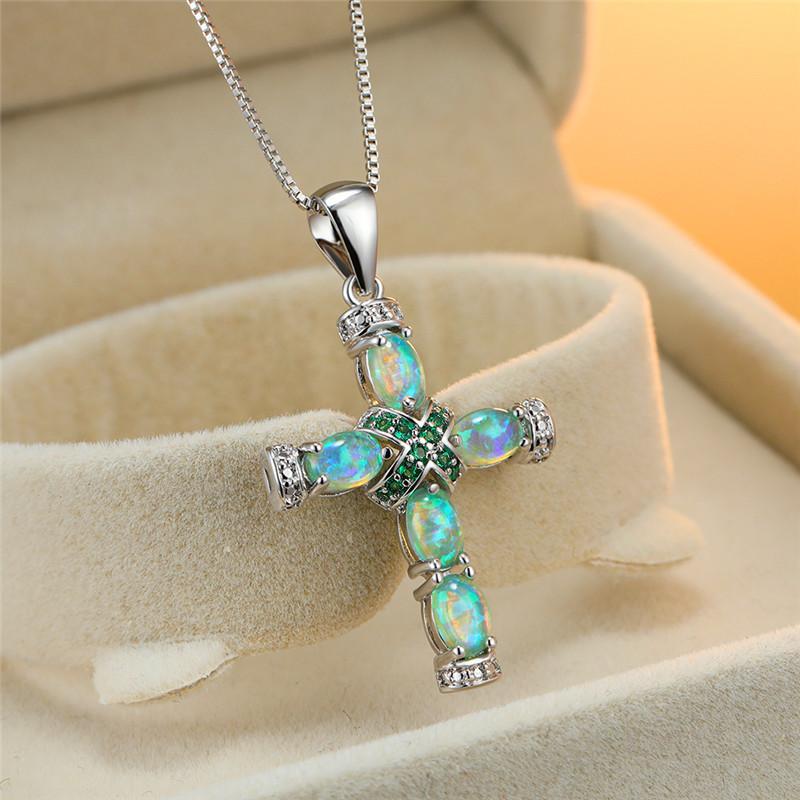 Pendant Necklaces Cute Female Green Opal Necklace Trendy Oval Cross Chain For Women Boho Silver Color Weddings NecklacePendant
Pendant Necklaces Cute Female Green Opal Necklace Trendy Oval Cross Chain For Women Boho Silver Color Weddings NecklacePendant