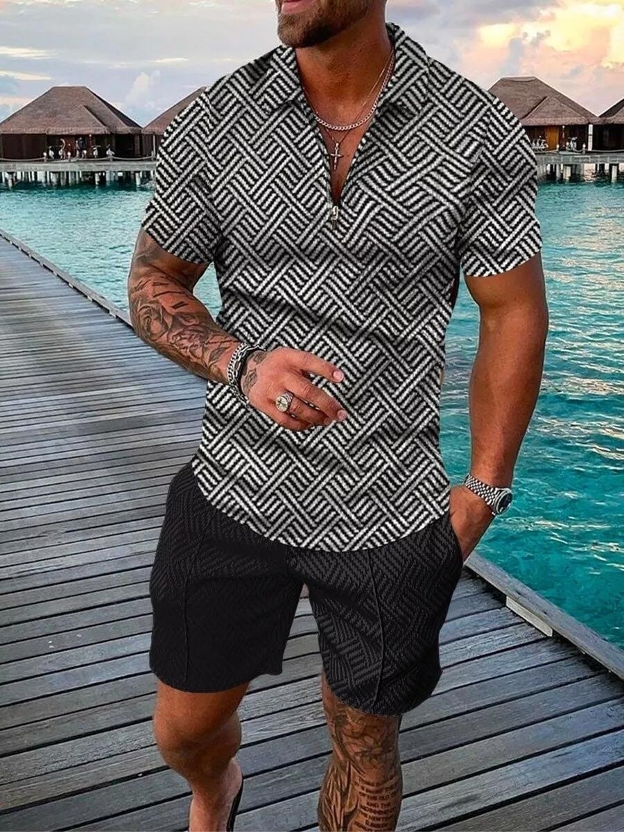 Men's T-Shirts Summer Short sleeved Polo Shirt Beach Shorts 2 Piece Sets Tracksuit Men's Oversized 3D Printed Casual Sports Suit 230311
