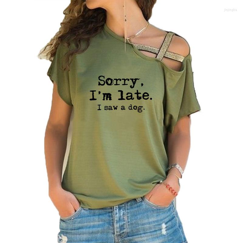 Women' T Shirts Sorry I'm Late I Saw A Dog Print Funny Teeshirt Women Short Sleeve Loose Irregular Skew Cross Bandage Tops Tee
Women' T Shirts Sorry I'm Late I Saw A Dog Print Funny Teeshirt Women Short Sleeve Loose Irregular Skew Cross Bandage Tops Tee