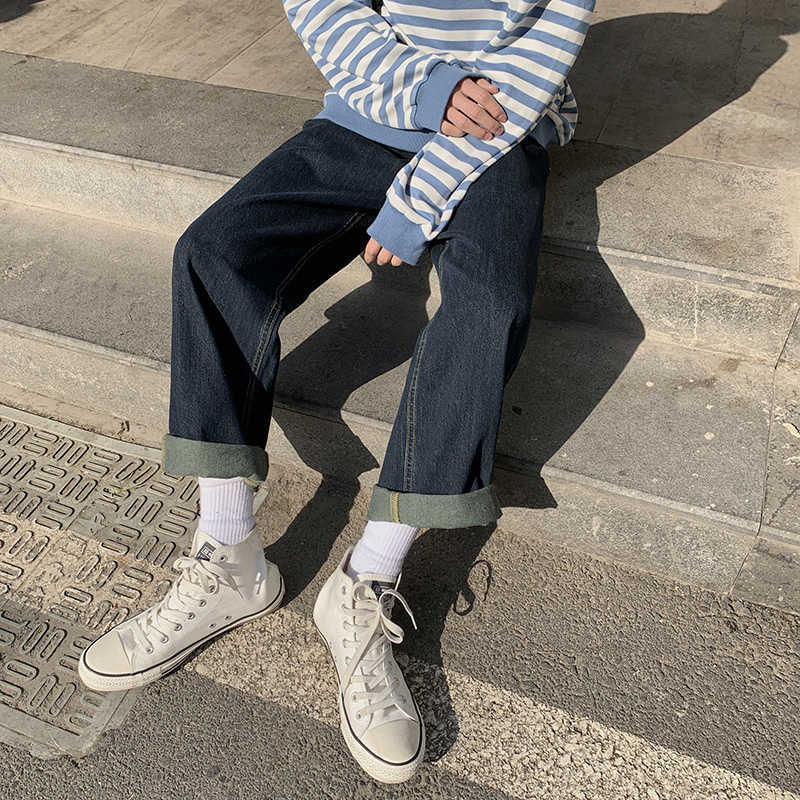 Men's Jeans 2022 Streetwear Baggy Jeans New Spring Summer Men Korean Fashion Loose Straight Wide Leg Pants Male Clothing Light blue Z0301