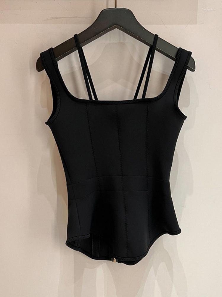 Women' Tanks Women Tops 2023 Summer Stitching Camisole Black Sleeveless Zipper Slim Casual Top
Women' Tanks Women Tops 2023 Summer Stitching Camisole Black Sleeveless Zipper Slim Casual Top
