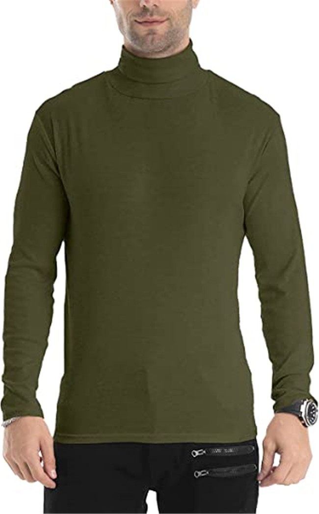 Mens T-Shirts Slim Fit Lightweight Tee Long Sleeve Pullover Top Turtleneck Polos