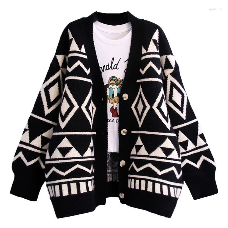 Women's Knits Retro Geometric Diamond Women Sweater Jacket Spring Autumn Loose Outer Wear Lazy Female Knitted Cardigan, Black
Women's Knits Retro Geometric Diamond Women Sweater Jacket Spring Autumn Loose Outer Wear Lazy Female Knitted Cardigan, Black