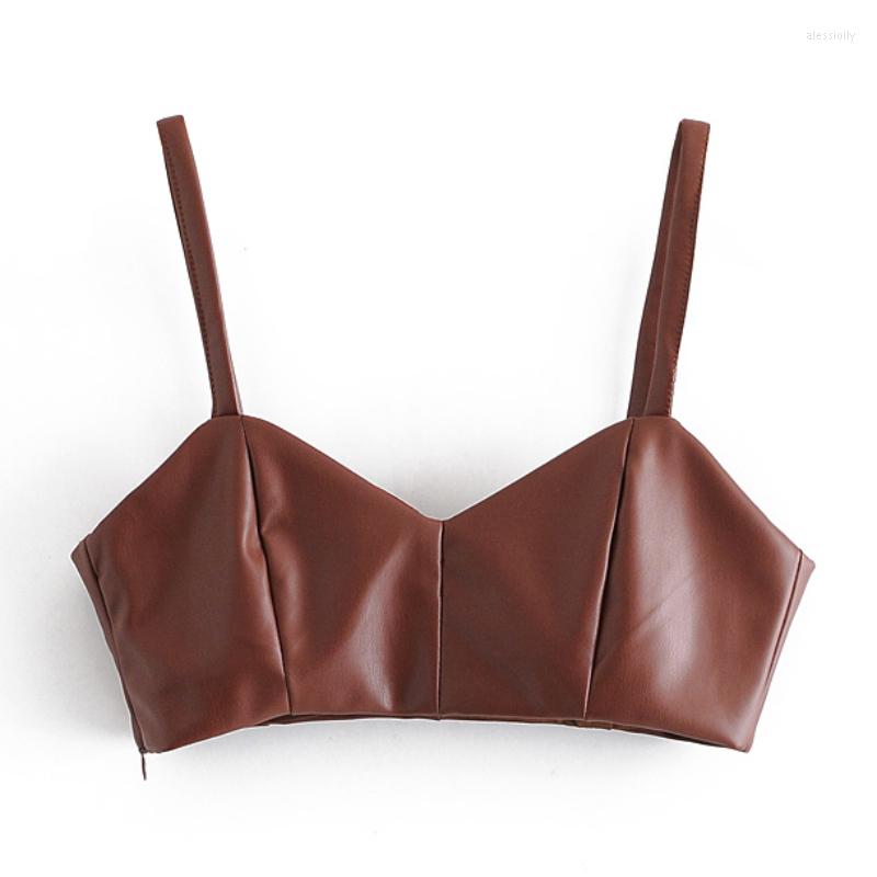 Women's Tanks Women Sexy Fashion Faux Leather Cropped Tank Top Vintage V Neck Side Zipper Wide Straps Female Camis Chic Tops, Brown
Women's Tanks Women Sexy Fashion Faux Leather Cropped Tank Top Vintage V Neck Side Zipper Wide Straps Female Camis Chic Tops, Brown