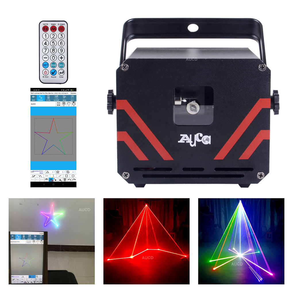 Mini 0.5W Android Bluetooth Phone App Edit Software & RGB Laser DMX Animation Scan Projector Lightings For Christmas Disco DJ KTV Bar Club Party