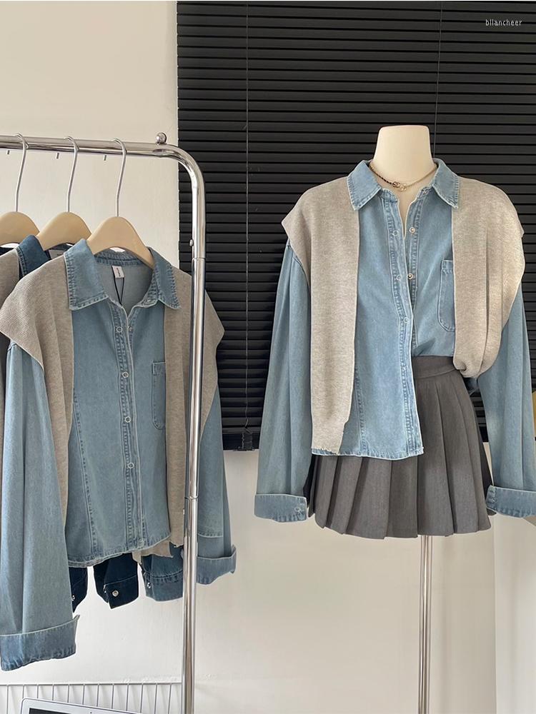 Women's Blouses 2023 Spring Women Retro Solid Color Over-shirt Lapel Loose Casual Shirt Female Long Sleeve Harajuku Vintage Oversize, Blue
Women's Blouses 2023 Spring Women Retro Solid Color Over-shirt Lapel Loose Casual Shirt Female Long Sleeve Harajuku Vintage Oversize, Blue