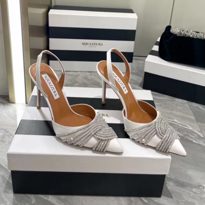 Sandals Real leather Dermal outsole EU36-42 2023 designers heels womens sandals Heels crysta buckle party wedding dress shoes heel sexy back strap Fashion heeled