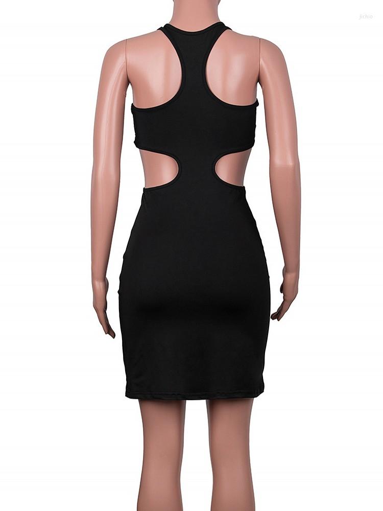 Casual Dresses Black Slit Cutout Slim Bodycon Dress Night Club Party Outfits For Women Sexy Mini Vestidos Clubwear Summer 2023