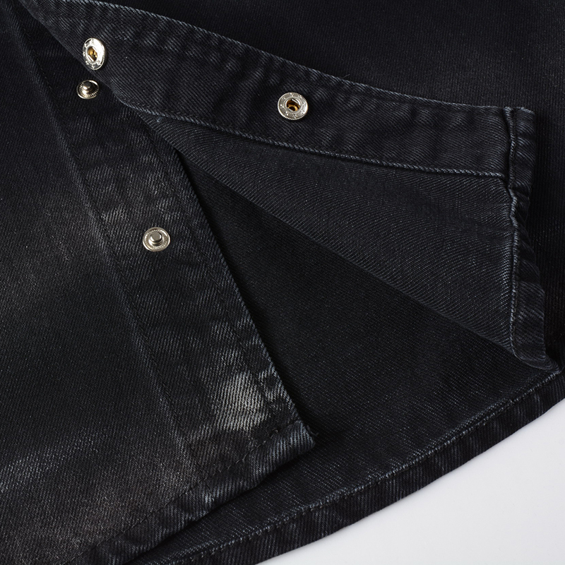 Gauges Tracksuits Punk Street Men039s Black 2pcs Jeans Sets Spring Hooded Denim Jacket and Ripped Patch Stretch Pants Vintage Men