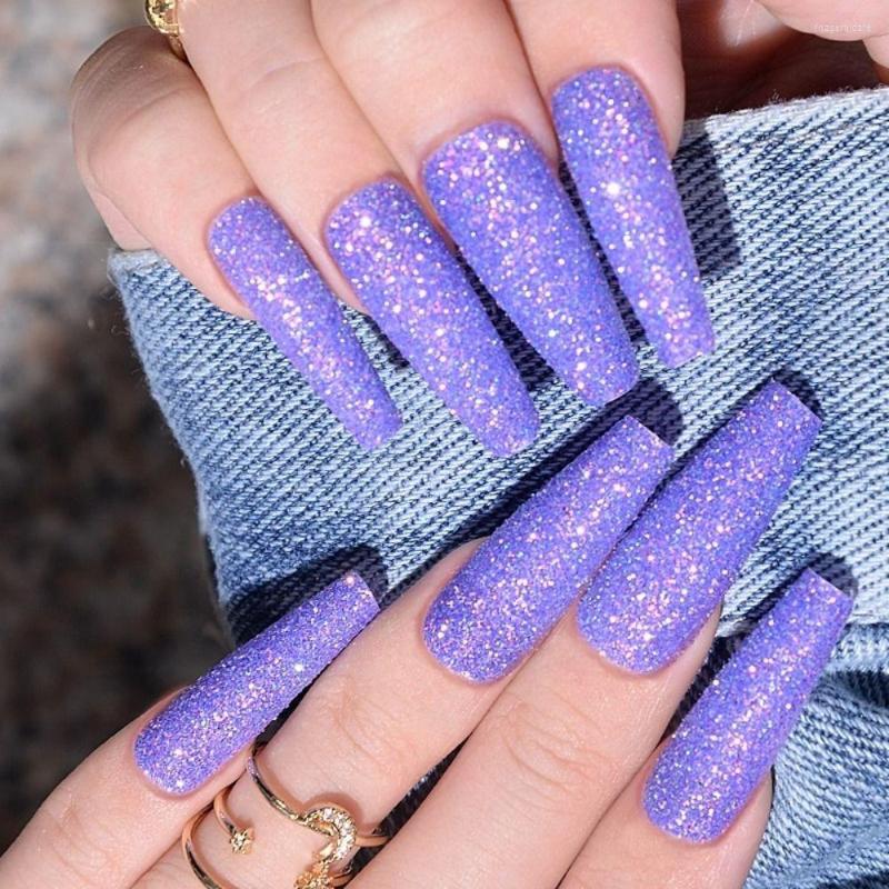 False Nails 24Pcs Purple Embossed Long Ballerina French Shining Blue Glitter Gold Lines 3D Nials Press On Full Cover, Bks940
False Nails 24Pcs Purple Embossed Long Ballerina French Shining Blue Glitter Gold Lines 3D Nials Press On Full Cover, Bks940