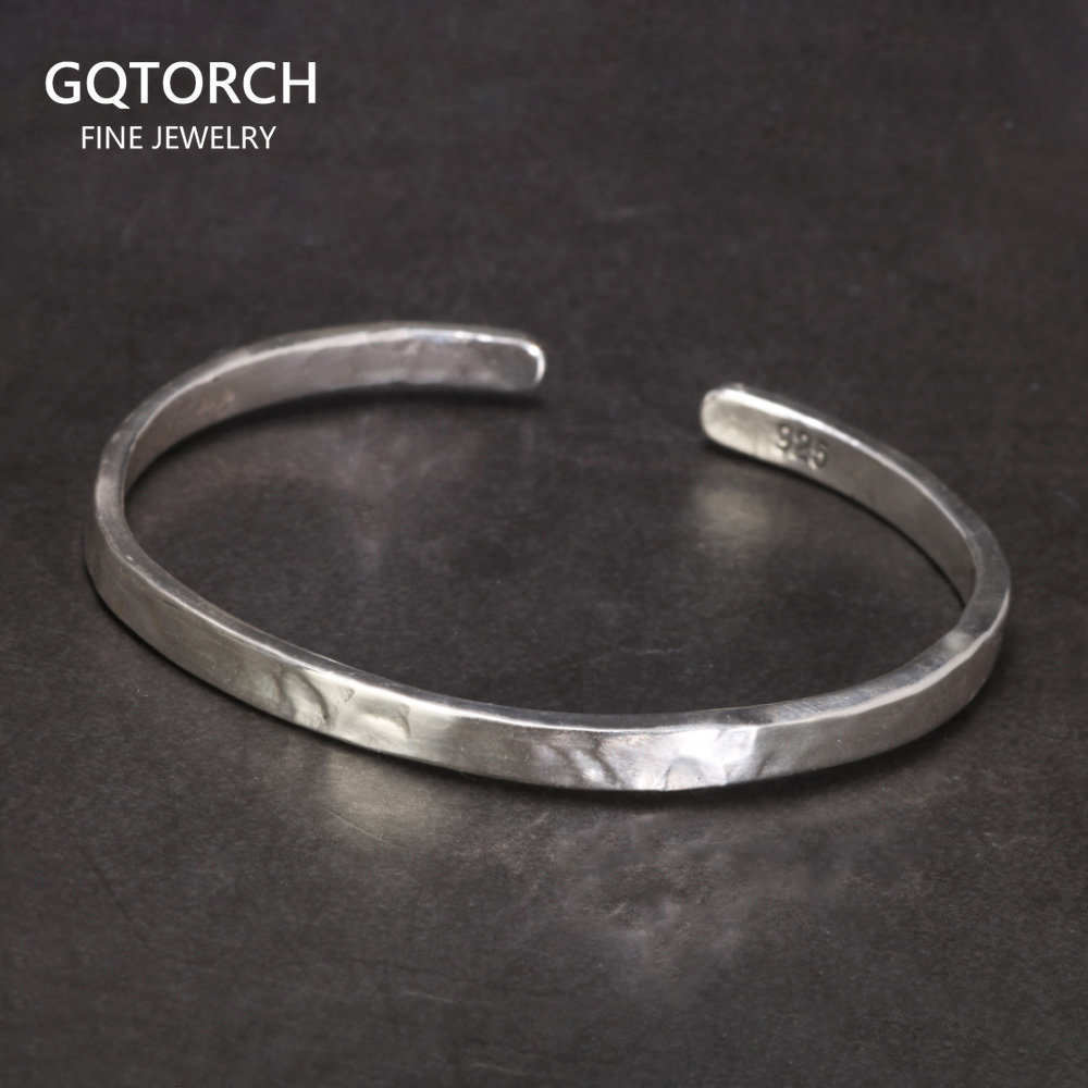Bangle Real 925 Sterling Silver Hammered Cuff Bangles for Men and Women Handmade Polished Fine Jewelry 230313
Bangle Real 925 Sterling Silver Hammered Cuff Bangles for Men and Women Handmade Polished Fine Jewelry 230313