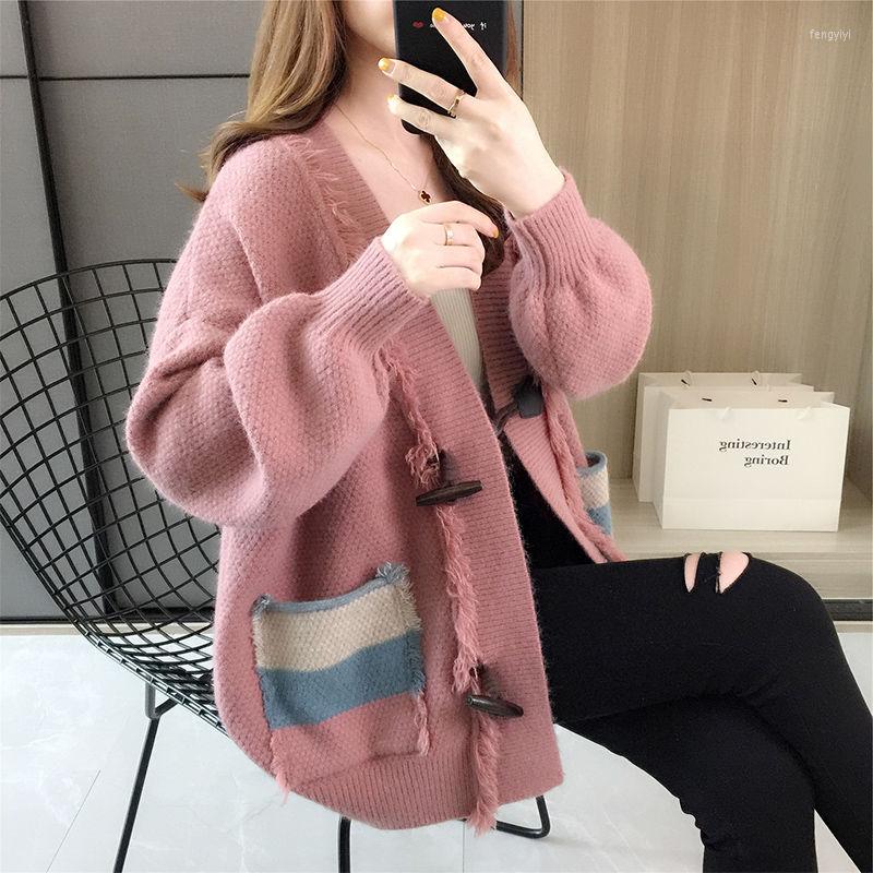 Women' Knits Autumn Winter V-Neck Knitted Cardigan Sweater Fashion Korean Casual Style Women' Loose Long Sleeve Thickened Top Coat, Black
Women' Knits Autumn Winter V-Neck Knitted Cardigan Sweater Fashion Korean Casual Style Women' Loose Long Sleeve Thickened Top Coat, Black