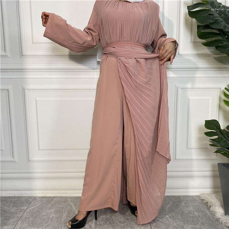 Ethnic Clothing Muslim Bandage Dress Arab Women Ramadan High Waist Abaya Slim Fit Long Sleeve Robe Party Fashion Islamic