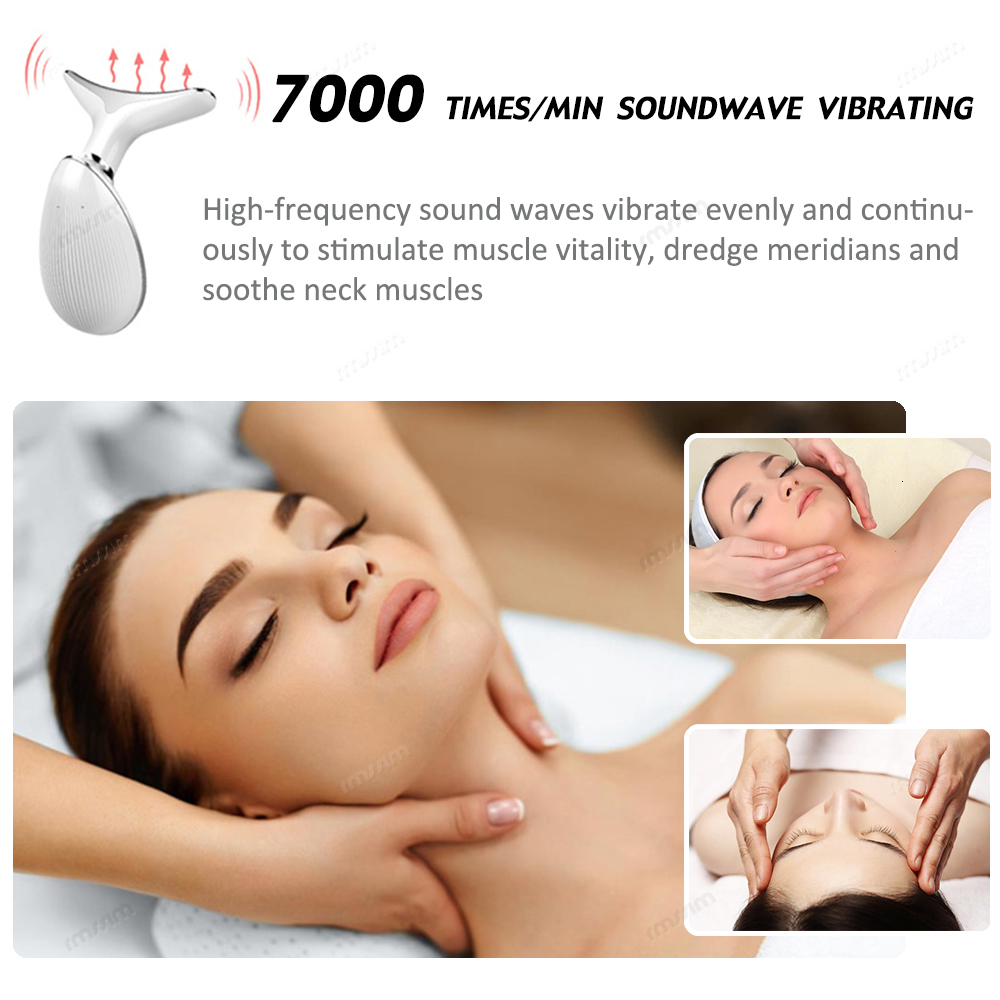 Face Care Devices Neck Face Beauty Device LED Pon Therapy Skin Lifting Tighten Massager Reduce Double Chin Anti Wrinkle Remove Skin Care Tools 230313