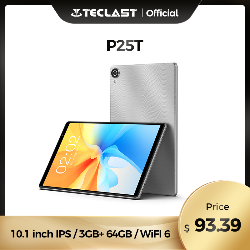

Teclast P25T Android 12 Tablet PC 10.1 inch IPS 3GB RAM 64GB ROM Wi-Fi 6 BT5.0 Type-C A133 Quad Core Dual Cameras, Blue