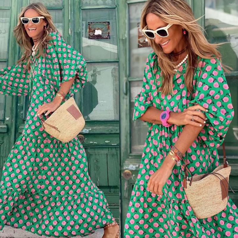 Party Dresses Elegant Boho Dress Floral Print Ankle-length Vestidos Casual Drawstring V Neck Women Loose Beach Half Sleeve, Purple
Party Dresses Elegant Boho Dress Floral Print Ankle-length Vestidos Casual Drawstring V Neck Women Loose Beach Half Sleeve, Purple